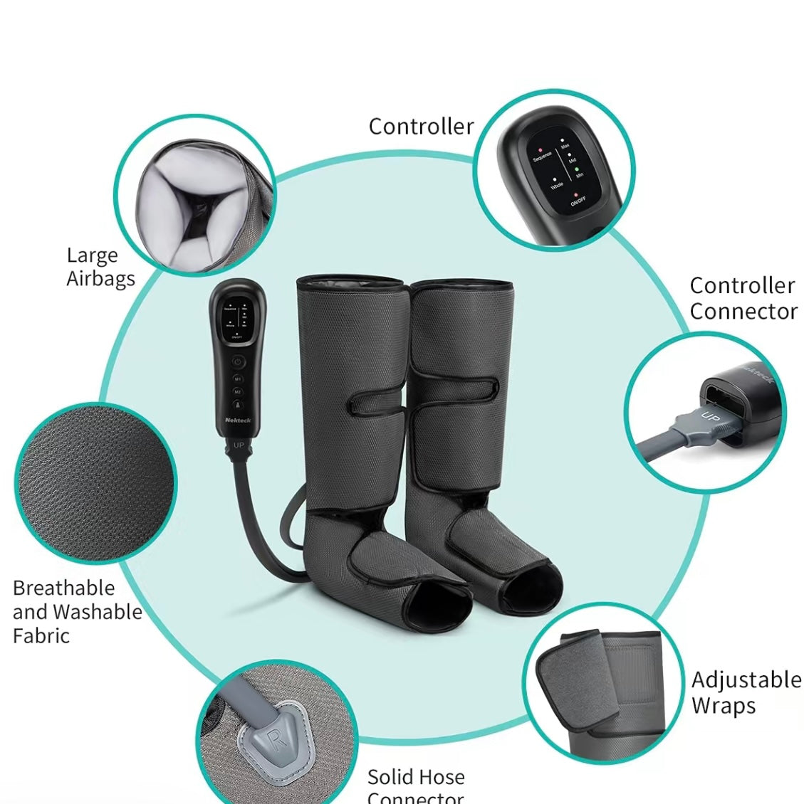 Air compression leg massager